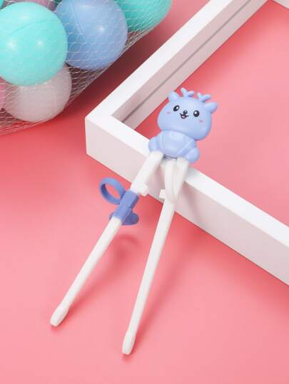 1 pezzo Bacchette di plastica, bacchette da allenamento con simpatico design a cervo cartoni animati per bambini, cucina, regalo di Natale