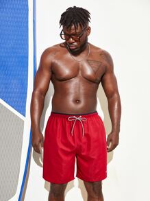 Surfspeed Hombres Shorts de natación de cintura con cordón - Rojo - Ver 4