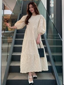 DAZY 素色荷葉邊娃娃裙 - 黃色 - 查看 7