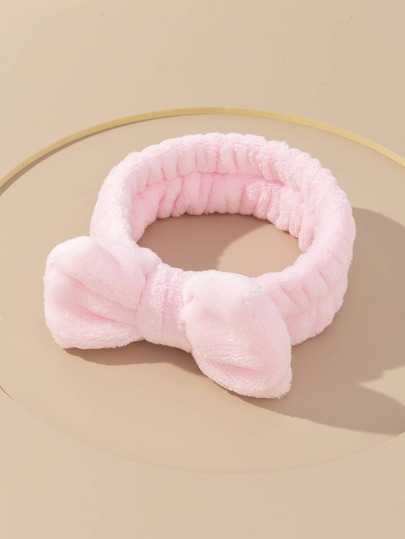 1pc Pink Bath Headband, Cute Polyester Bow Decor Facial Makeup Headband For Bathroom Christmas For Holiday Gift Giving Home Bathroom Decor Summer