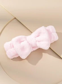 1 件粉色沐浴头带，可爱涤纶蝴蝶结装饰面部化妆头带，适用于浴室圣诞节节日礼物赠送家居浴室装饰夏季 - 粉色 - 查看 2