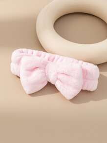 1 件粉色沐浴头带，可爱涤纶蝴蝶结装饰面部化妆头带，适用于浴室圣诞节节日礼物赠送家居浴室装饰夏季 - 粉色 - 查看 3