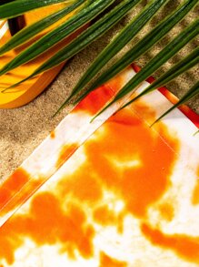 Manfinity Hombres Shorts de natación de tie dye de cintura con cordón - Naranja - Ver 4