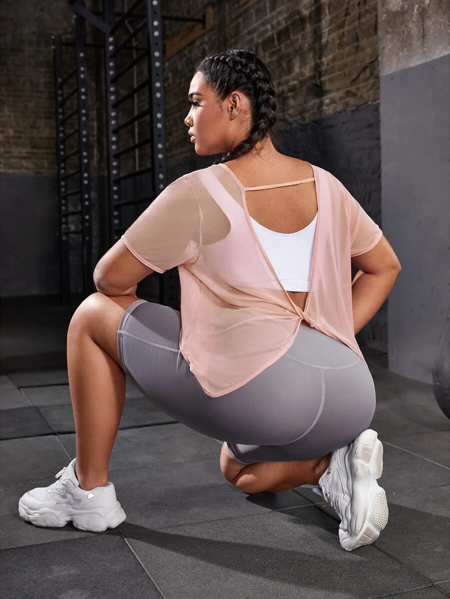 Gameset SHEIN Sport Camiseta deportiva girante trasero - Rosa coral - Ver 1