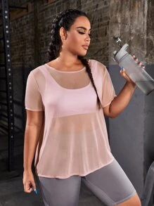 Gameset SHEIN Sport Camiseta deportiva girante trasero - Rosa coral - Ver 5