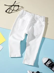 Baby Girl Solid Patched Pocket Jeans