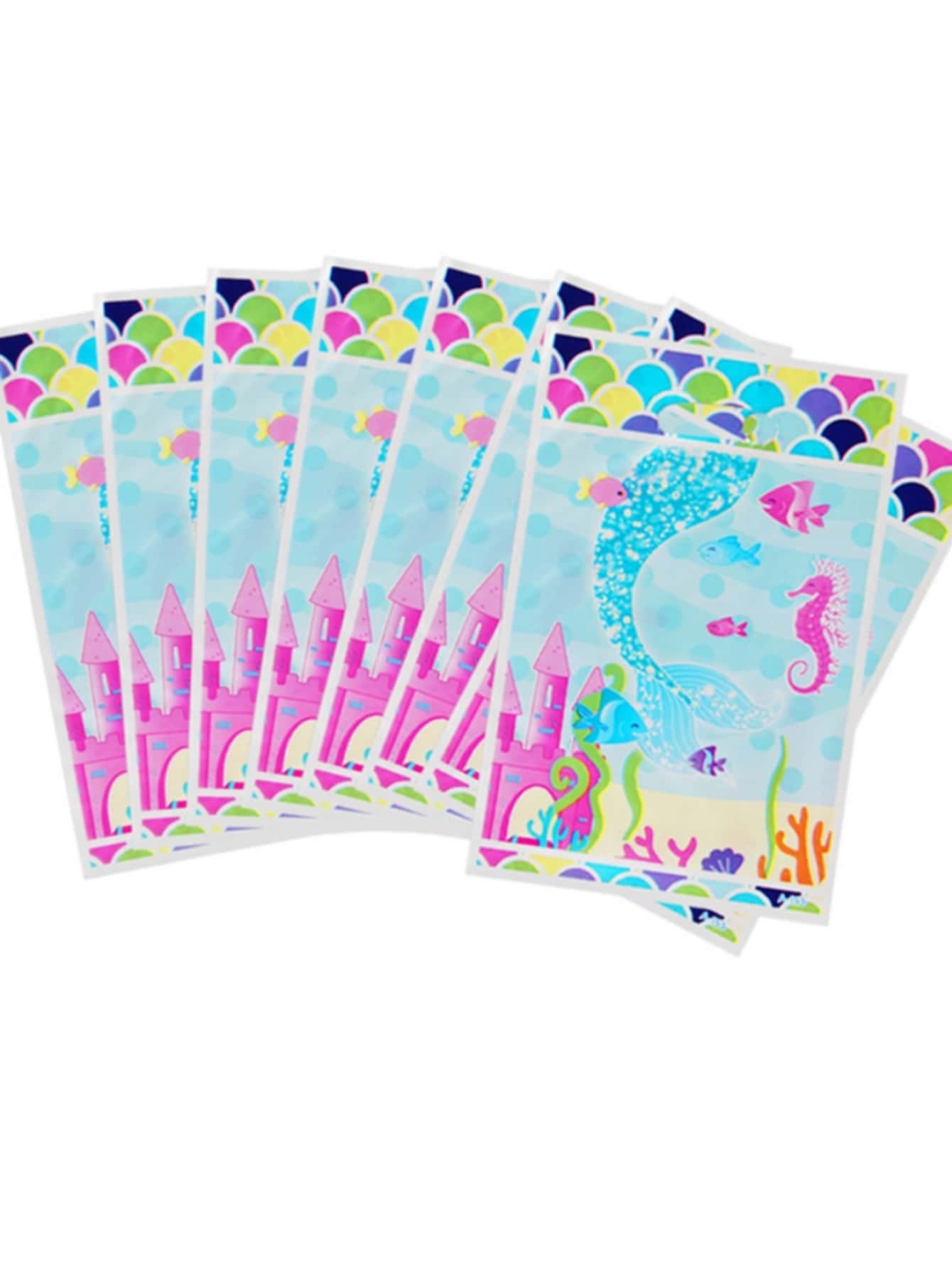 10入組水下美人魚尾巴塑料禮品袋,派對禮品必備 - 彩色 - 查看 1