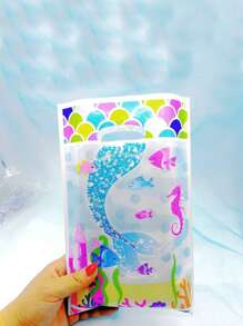 10入組水下美人魚尾巴塑料禮品袋,派對禮品必備 - 彩色 - 查看 4
