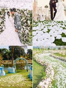 2000入组/套白色五彩紙屑創意滌綸花瓣設計紙巾紙屑適合派對 - 米色 - 查看 4