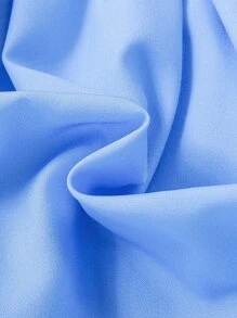 Baby Striped Cold Shoulder Puff Sleeve Dress - Blue - View 6