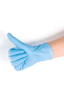 100pcs Solid Color Disposable Household Glove, Simple Blue Dishwashing Glove For Kitchen - Blue - View 2