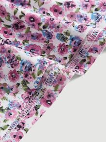 SHEIN MOD Đầm Cắt ra Thắt nút Nếp gấp Phần Ngực Họa tiết hoa Boho - Nhiều màu - Xem 4