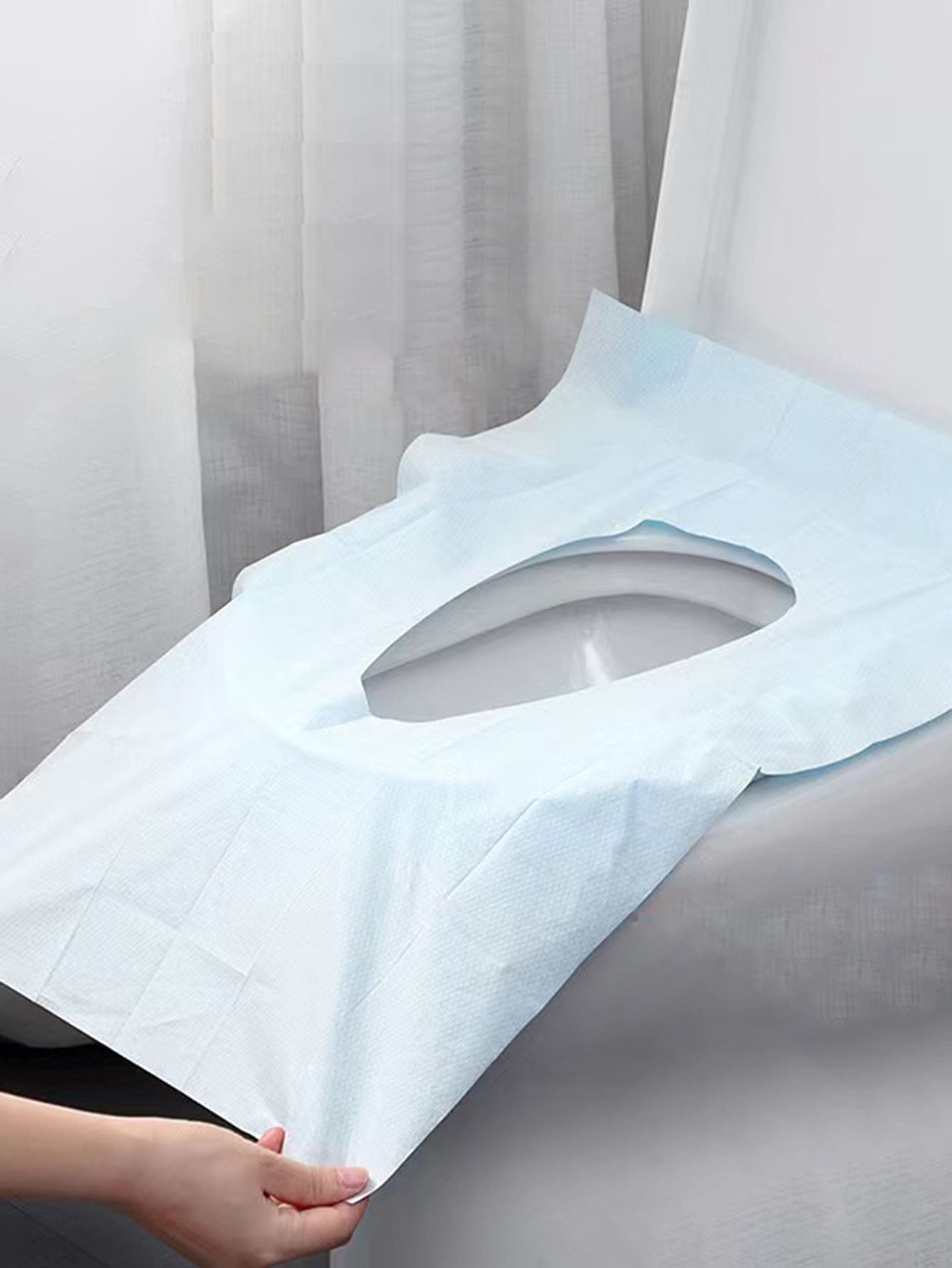 10 Gói Màu Trắng Đơn Giản Dùng Một Lần Bọc Ghế Ngồi Vệ Sinh, Nhựa PVC Dùng Một Lần Đệm Ghế Vệ Sinh Cho Gia Đình - Màu xanh nhạt - Xem 1