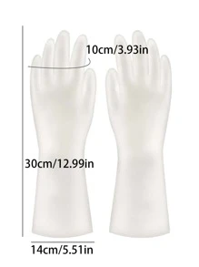 2pcs Solid Color Household Glove, Simple White PVC Waterproof Durable Kitchen Glove For Kitchen - White - View 2