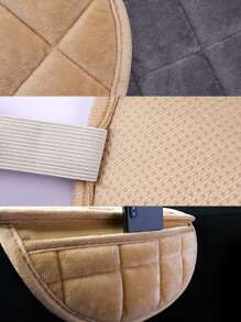 1pc Plaid Embossed Car Front Seat Cushion - Beige - View 6