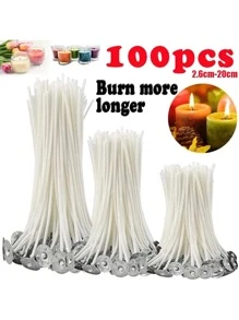 100pcs/set Wax Candle Wick, Modern Core For DIY Candle Making - White - View 7