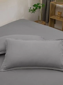 1 Vỏ Gối Màu Xám, Vỏ Gối Giường Polyester Hiện Đại Cho Gia Đình - Màu Xám nhạt - Xem 2
