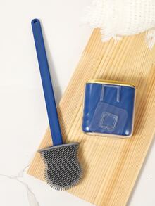 1 cái Bàn chải bồn cầu có tay cầm dài có đế, Bàn chải làm sạch phòng tắm bền bằng nhựa ABS - Màu xanh lam - Xem 2