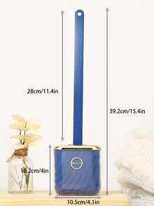 1 cái Bàn chải bồn cầu có tay cầm dài có đế, Bàn chải làm sạch phòng tắm bền bằng nhựa ABS - Màu xanh lam - Xem 3