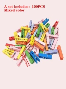 100入組混色木頭裝訂夾