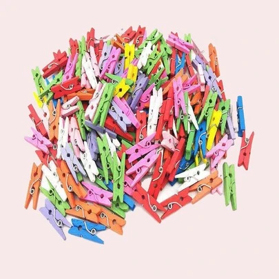 100入組混色木頭裝訂夾