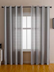 1入組極簡薄透防塵滌綸濾光隱私透明窗簾 - 藍色 - 查看 1