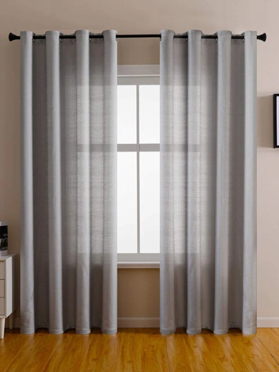 1入組極簡薄透防塵滌綸濾光隱私透明窗簾 - 藍色 - 查看 1