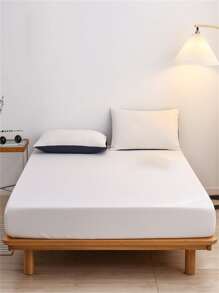 1pc Solid Color Fitted Sheet - White - View 1