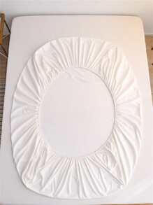 1pc Solid Color Fitted Sheet - White - View 7