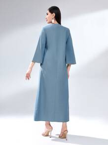Modelyn Floral Embroidery Flounce Sleeve Tunic Dress