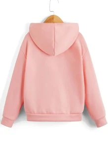 SHEIN Tween Girl Unicorn Print Drop Shoulder Sweatshirt - Baby Pink - View 2