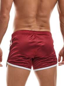 Hombres Shorts deportivos unido en contraste - Burdeos - Ver 2