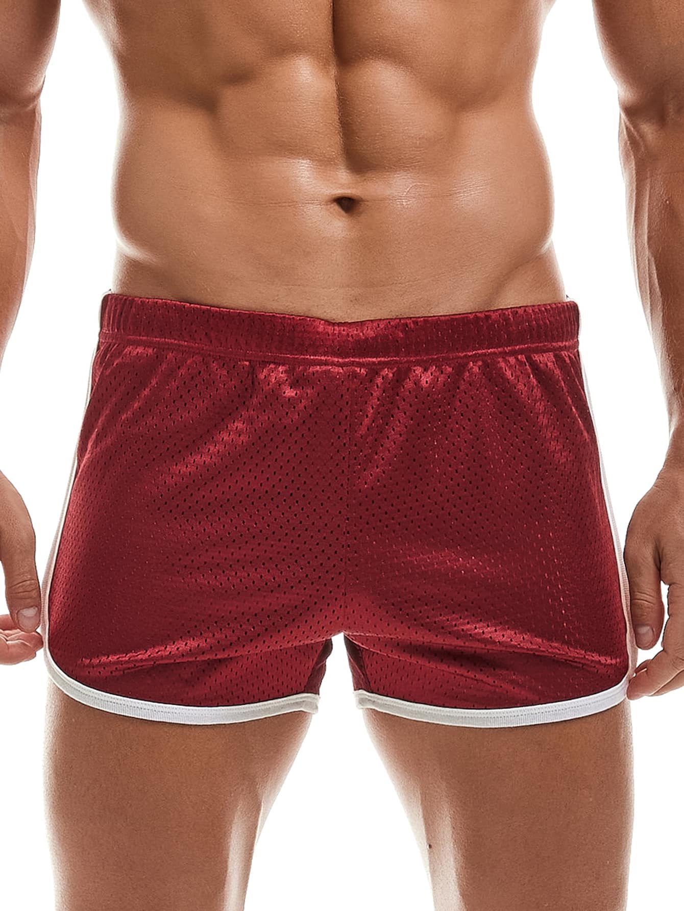 Hombres Shorts deportivos unido en contraste - Burdeos - Ver 1