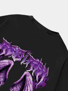 ROMWE MEN Tops Nam Đồ họa Lá thư Đường phố - màu đen - Xem 6