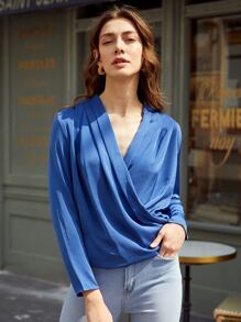 MOTF PREMIUM Top drapeado de ajuste recto - Azul - Ver 1