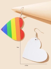 Hoa tai hình trái tim sọc cầu vồng - Nhiều màu - Xem 3