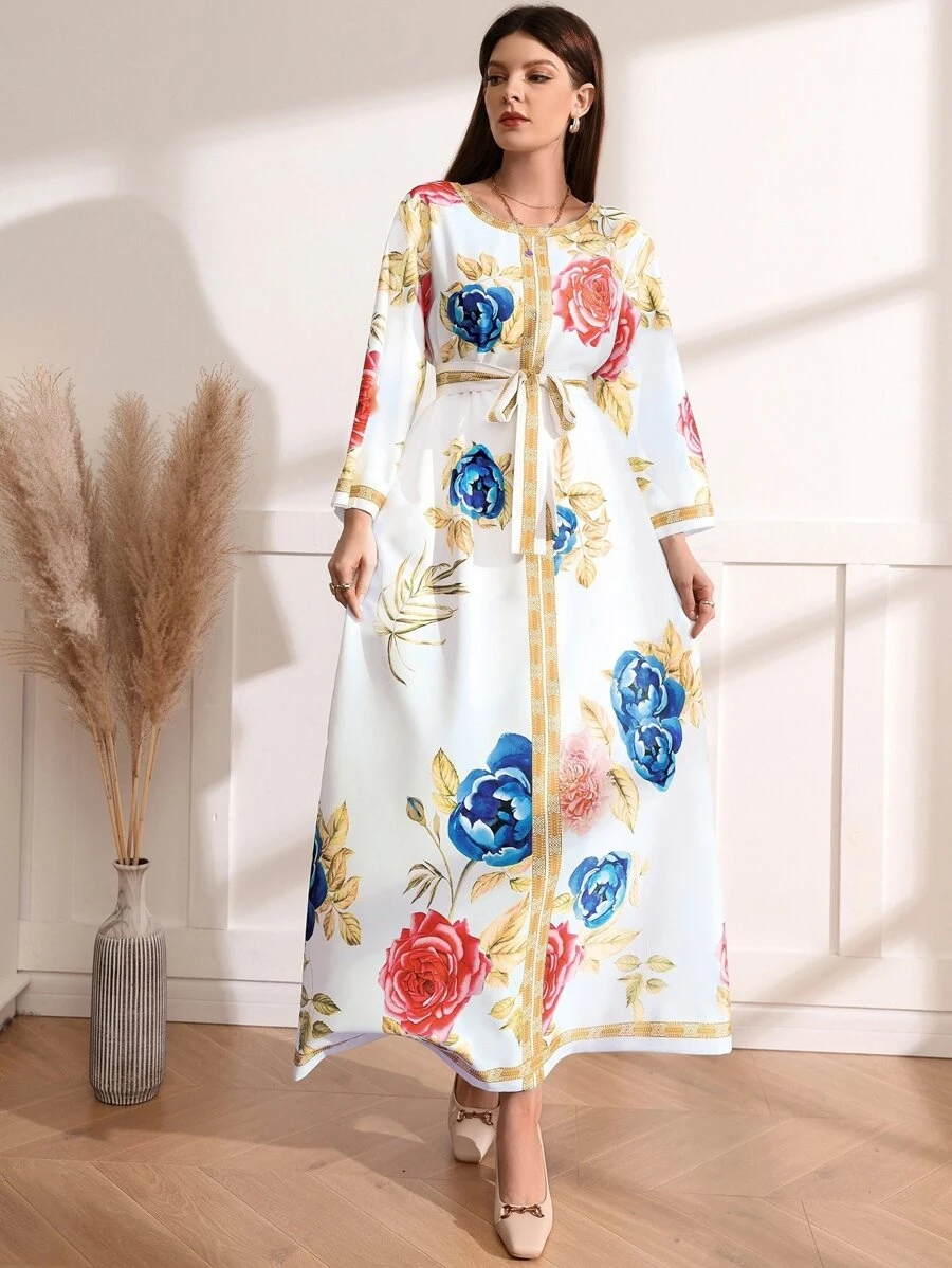 Al Najma Váy Ả Rập Thắt lưng Hoa Boho - Màu vàng - Xem 1