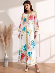 Al Najma Váy Ả Rập Thắt lưng Hoa Boho - Màu vàng - Xem 3