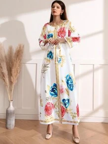 Al Najma Váy Ả Rập Thắt lưng Hoa Boho - Màu vàng - Xem 4