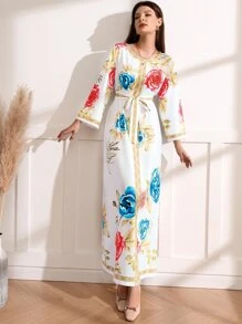 Al Najma Váy Ả Rập Thắt lưng Hoa Boho - Màu vàng - Xem 5