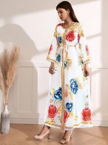 Al Najma Váy Ả Rập Thắt lưng Hoa Boho - Màu vàng - Xem 6