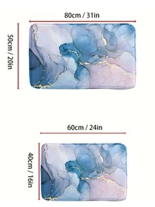 1pc Marble Print Bath Rug, Modern Polyester Non-slip Bath Mat For Bathroom - Multicolor - View 3
