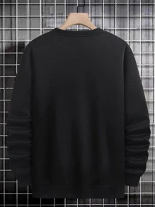 Manfinity Hombres Sudadera térmica con letra & con estampado de astronauta - Negro - Ver 2