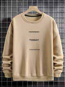 Manfinity Homme Áo nỉ Nam Lá thư Giải trí - Màu Khaki - Xem 3