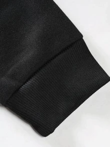 Manfinity Hombres Sudadera térmica con letra & con estampado de astronauta - Negro - Ver 4