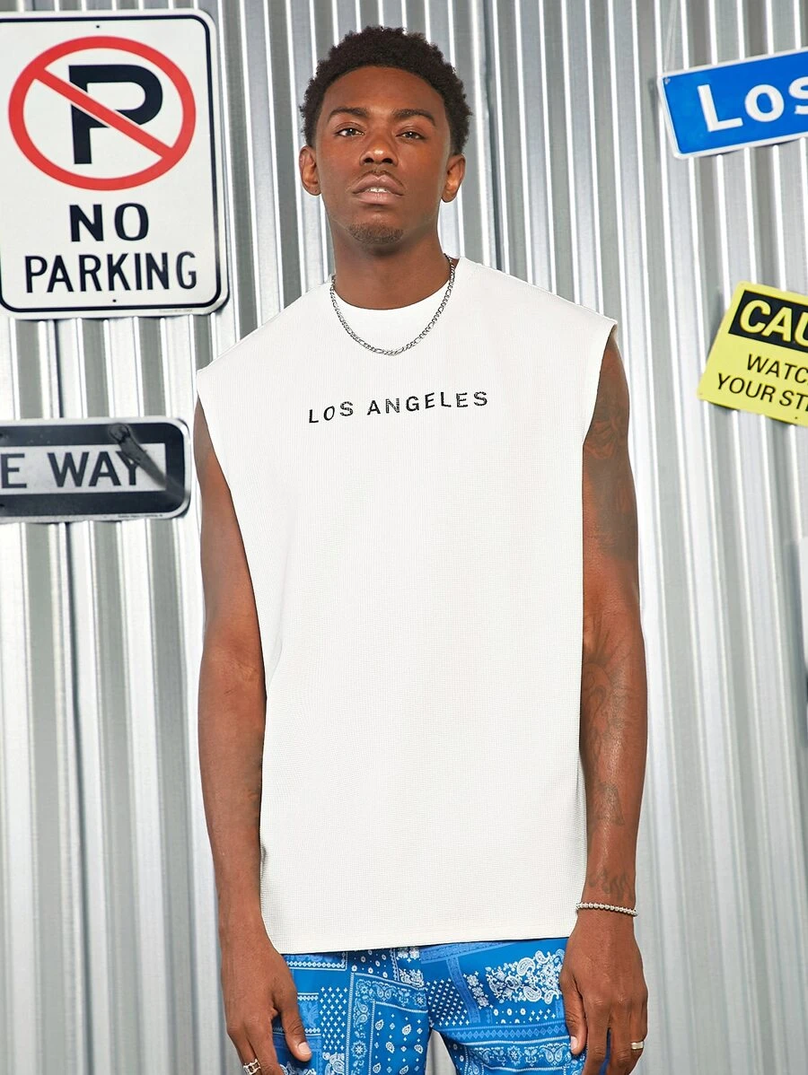 Manfinity Men Letter Graphic Tank Top - White - View 1