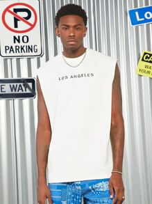 Manfinity Men Letter Graphic Tank Top - White - View 3