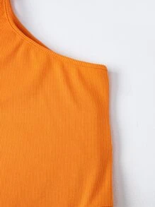 SHEIN Baby Girl One Shoulder Cut Out Bodysuit - Orange - View 3