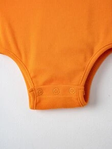 SHEIN Baby Girl One Shoulder Cut Out Bodysuit - Orange - View 4