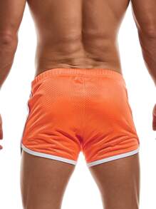 Hombres Shorts deportivos unido en contraste - Naranja - Ver 2